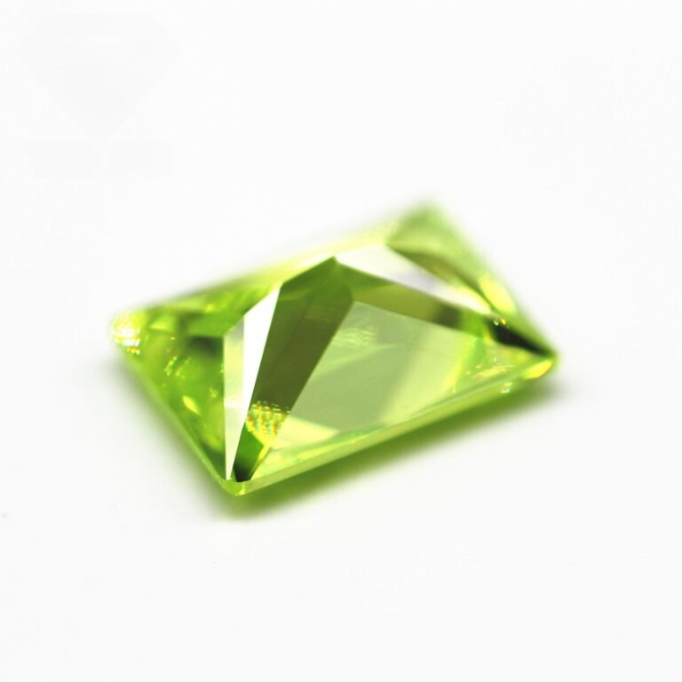 5a quality 3*5 10*14mm apple green/d apple green baguette cut cubic zirconia gems synthetic rectangle shape machine cut cz stone