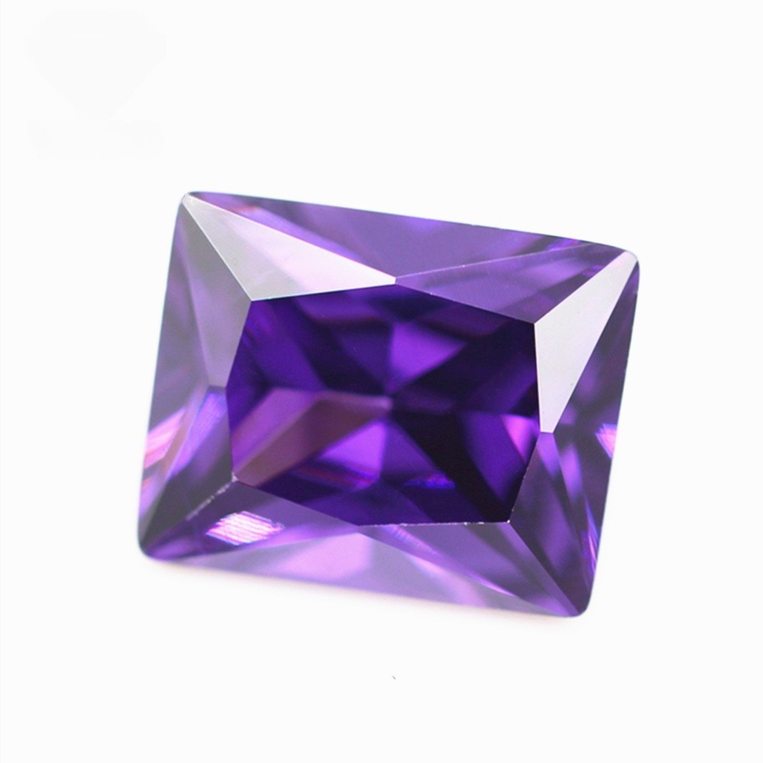 wuzhou gems 3*5 13*18mm amethyst/d amethyst baguette cut cubic zirconia gemstone artificial princess cut baguette shape cz stone