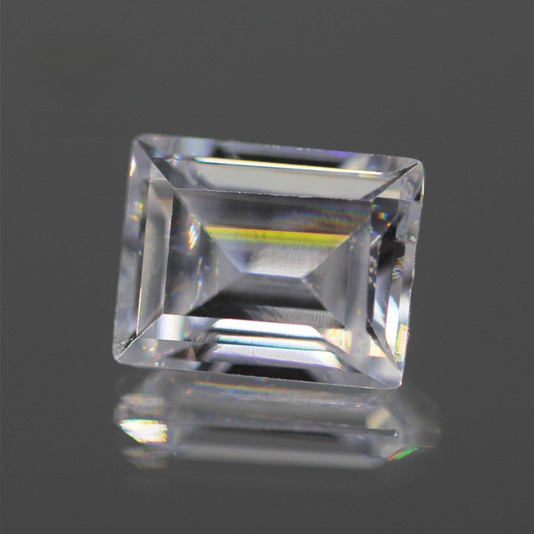 5a grade 3*5 10*14mm machine cut baguette shape white color cubic zirconia gemstones synthetic baguette shape step cut cz stones