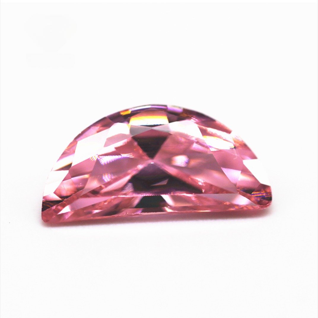 3a grade 3*6mm 6*12mm white and multi color machine cut half moon shape cubic zirconia loose gemstones half moon cut cz stones