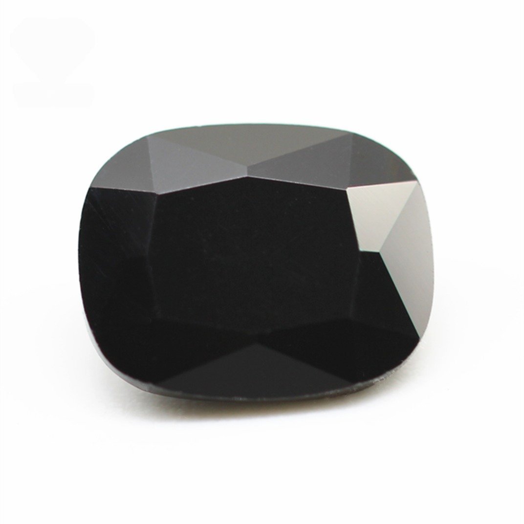 wuzhou factory sale black color faceted cut long cushion shape cubic zirconia loose gemstone synthetic long cushion cut cz stone