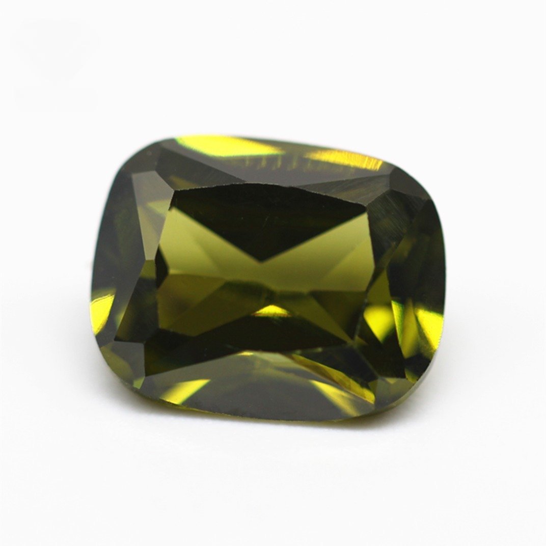 5a quality peridot/d peridot long cushion cut cubic zirconia loose gemstones synthetic brilliant cut long cushion shape cz stone
