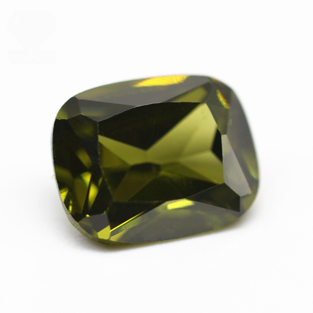 5a quality peridot/d peridot long cushion cut cubic zirconia loose gemstones synthetic brilliant cut long cushion shape cz stone