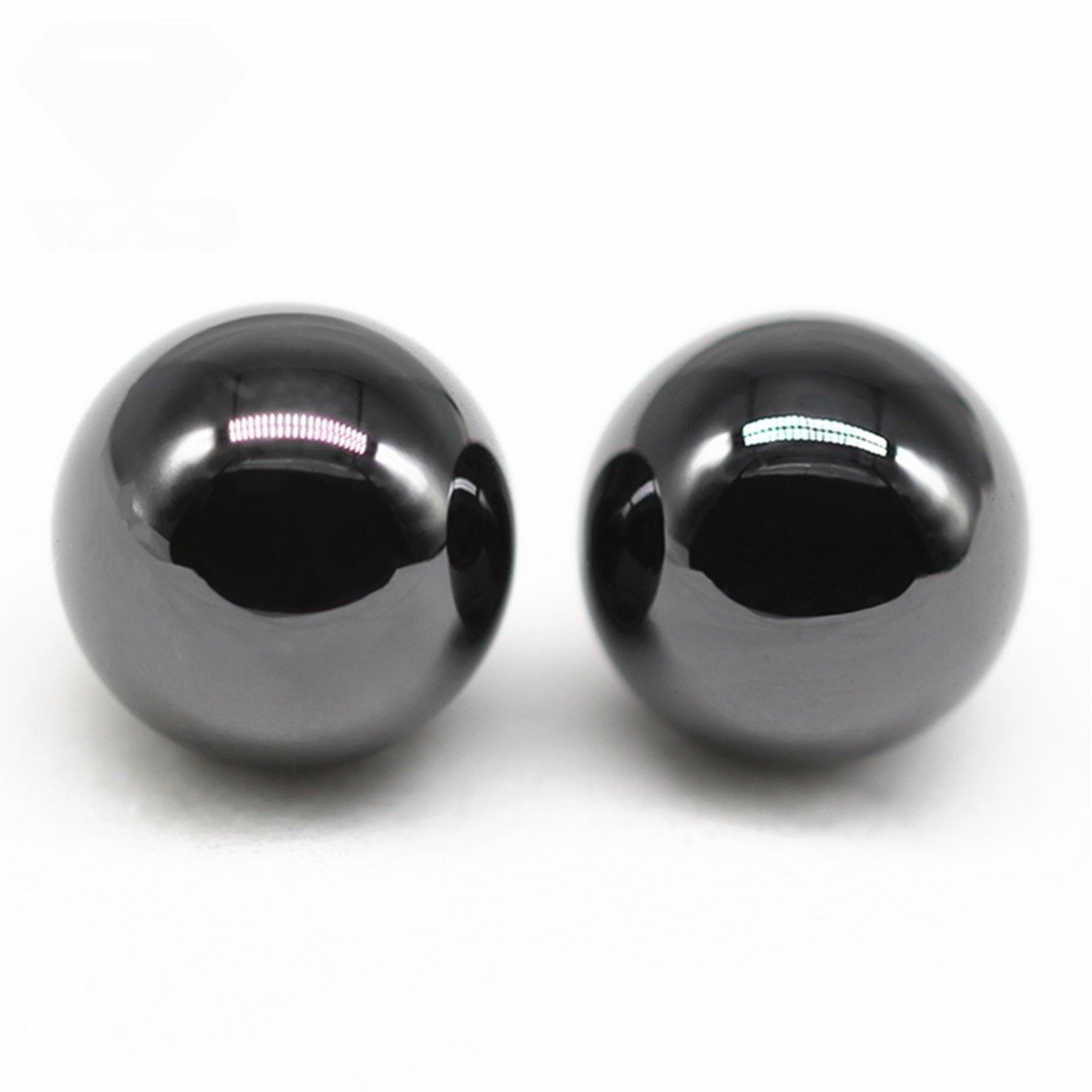 3.0mm 12mm round beads black cubic zirconia loose gemstones synthetic round ball shape cz stones sphere with hole for bracelet