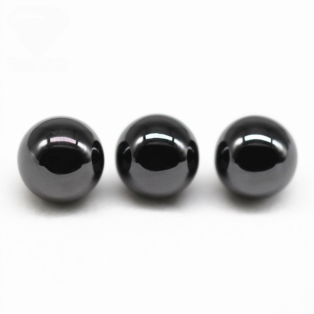 3.0mm 12mm round beads black cubic zirconia loose gemstones synthetic round ball shape cz stones sphere with hole for bracelet