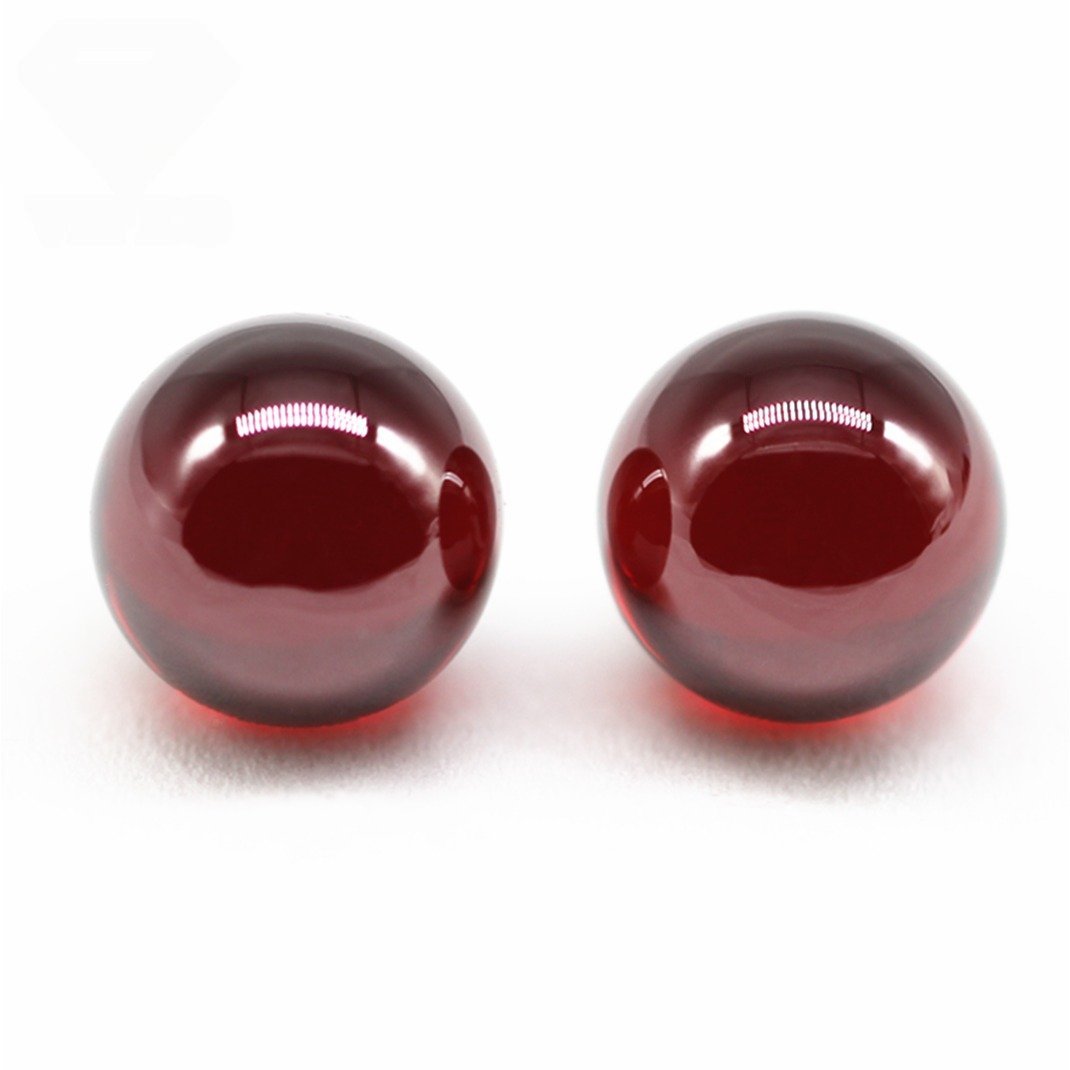 3 12mm round beads garnet/dark garnet cubic zirconia loose gemstones synthetic round ball shape cz stones with hole for bracelet