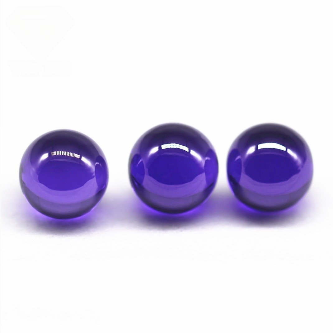 3 12mm round beads violet/dark violet cubic zirconia loose gemstones synthetic round ball shape cz stones with hole for bracelet