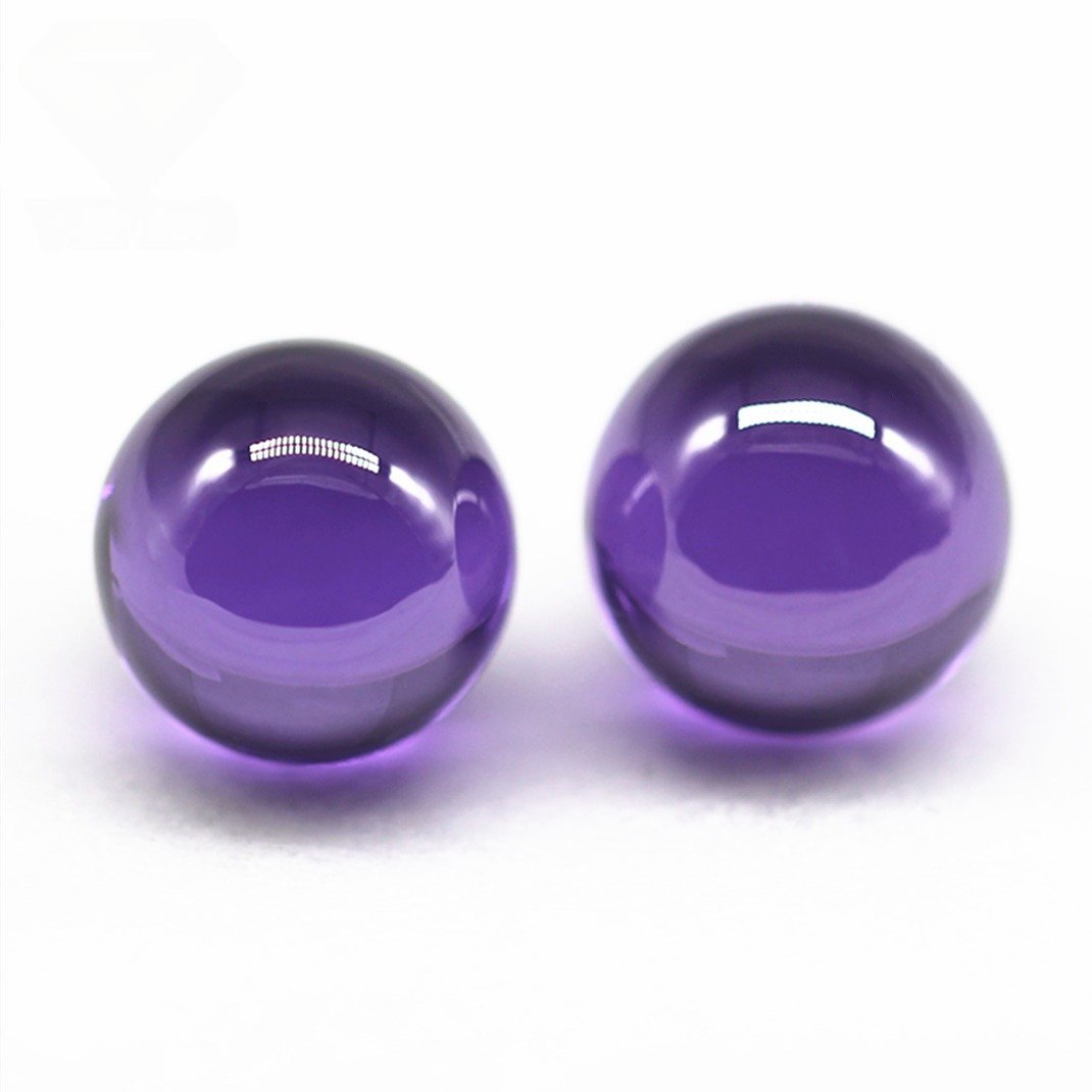 3 12mm round beads amethyst/dark amethyst cubic zirconia loose gems synthetic round ball shape cz stones with hole for bracelet