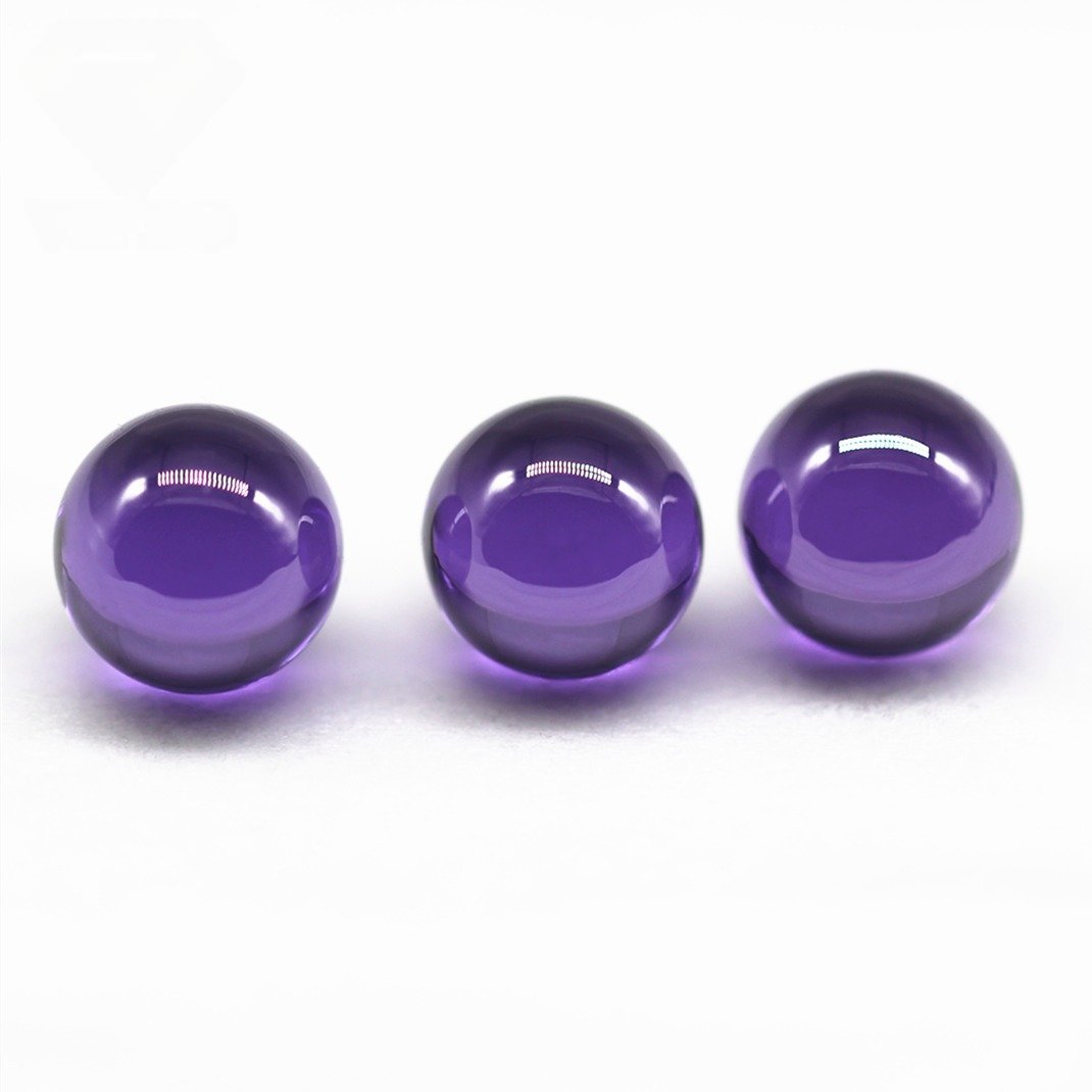 3 12mm round beads amethyst/dark amethyst cubic zirconia loose gems synthetic round ball shape cz stones with hole for bracelet