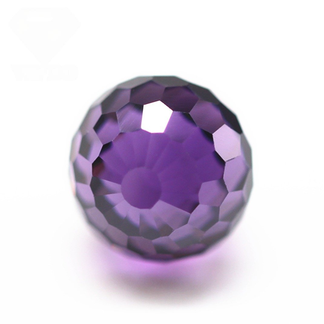3mm 12mm round faceted beads amethyst/d amethyst cubic zirconia loose gems synthetic faceted ball cz beads stone with drill hole