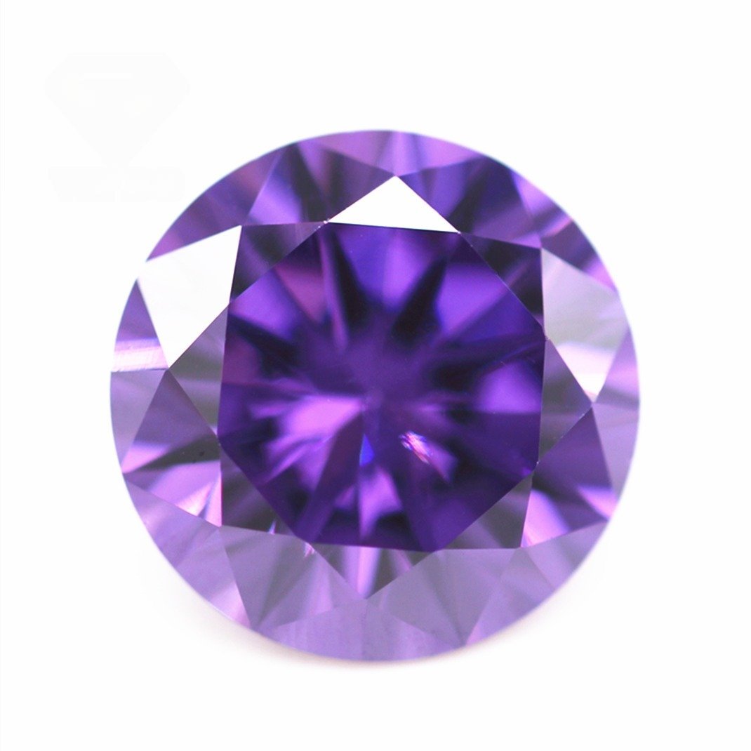 5a grade 0.8mm 20mm round shape brilliant cut amethyst/dark amethyst cubic zirconia loose gemstones synthetic cz diamond stones