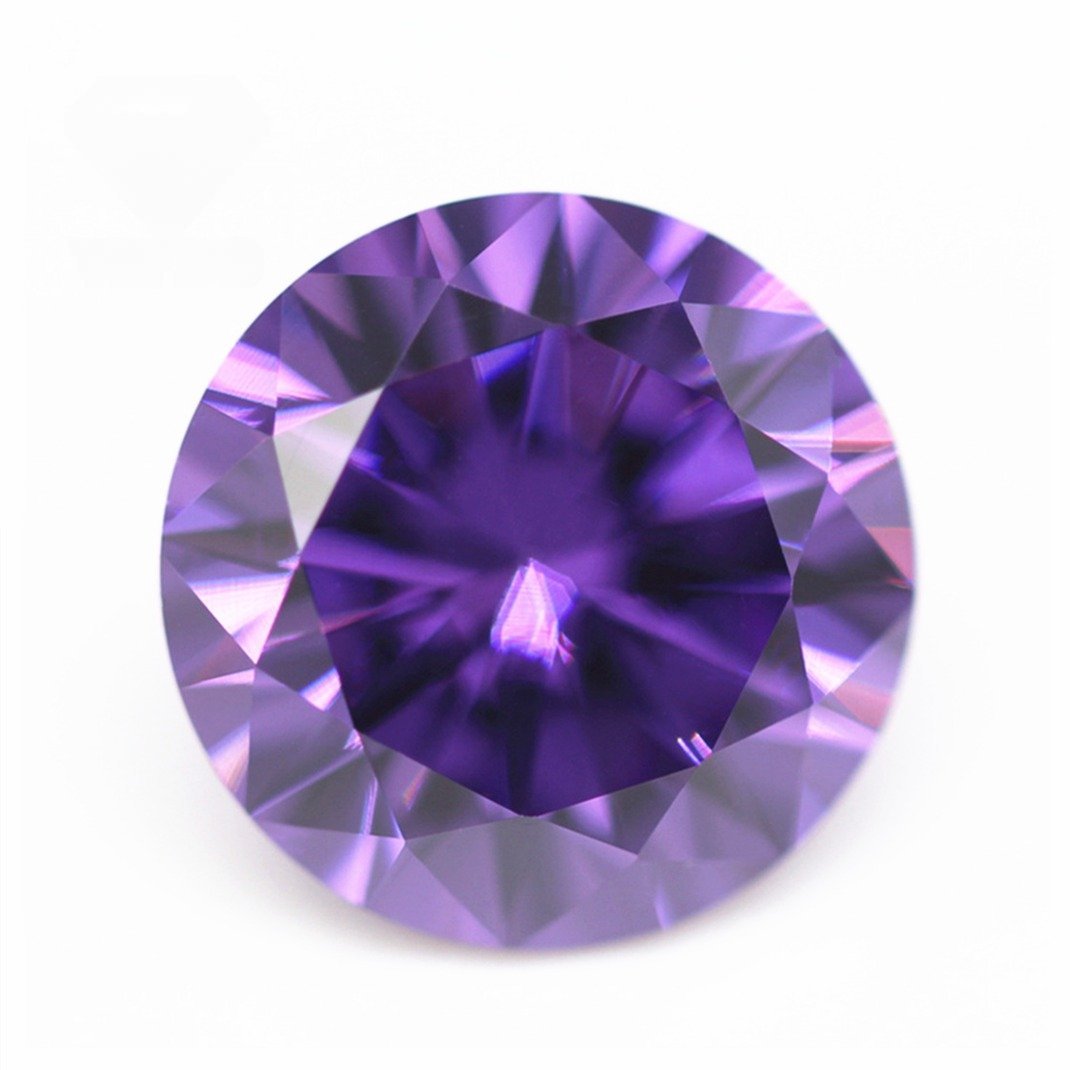 5a grade 0.8mm 20mm round shape brilliant cut amethyst/dark amethyst cubic zirconia loose gemstones synthetic cz diamond stones