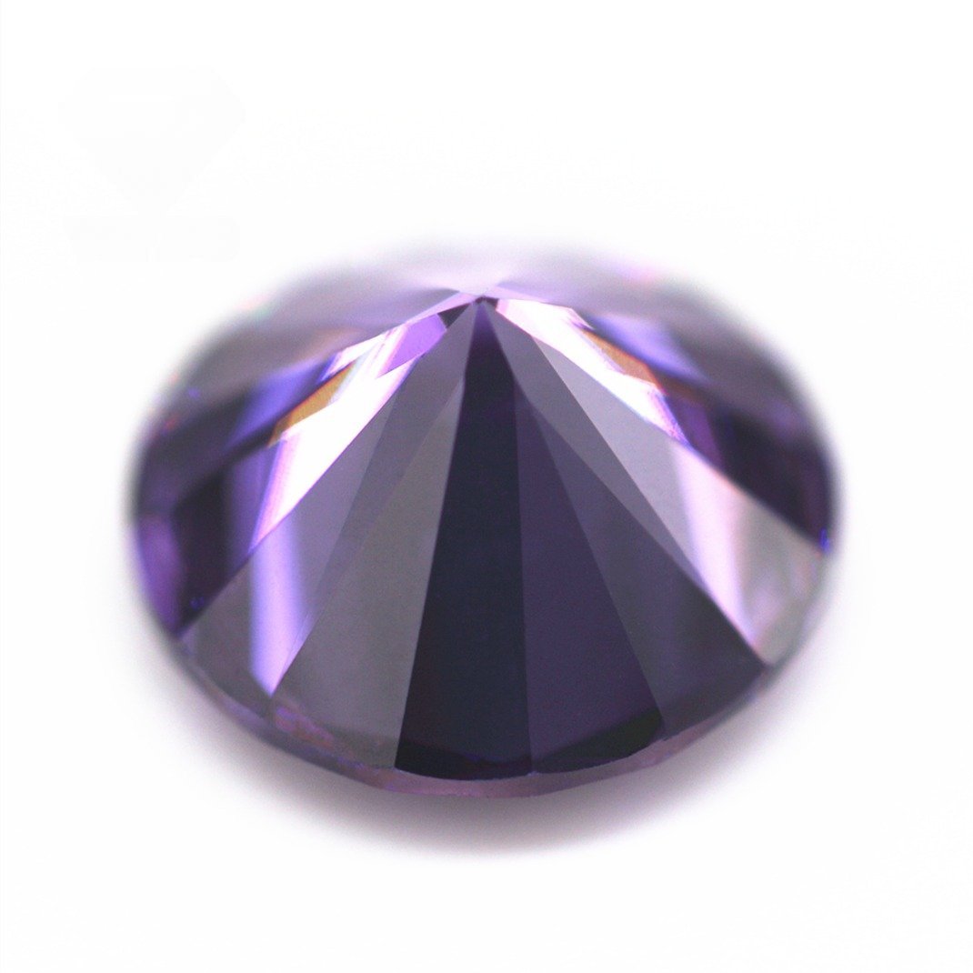 5a grade 0.8mm 20mm round shape brilliant cut amethyst/dark amethyst cubic zirconia loose gemstones synthetic cz diamond stones