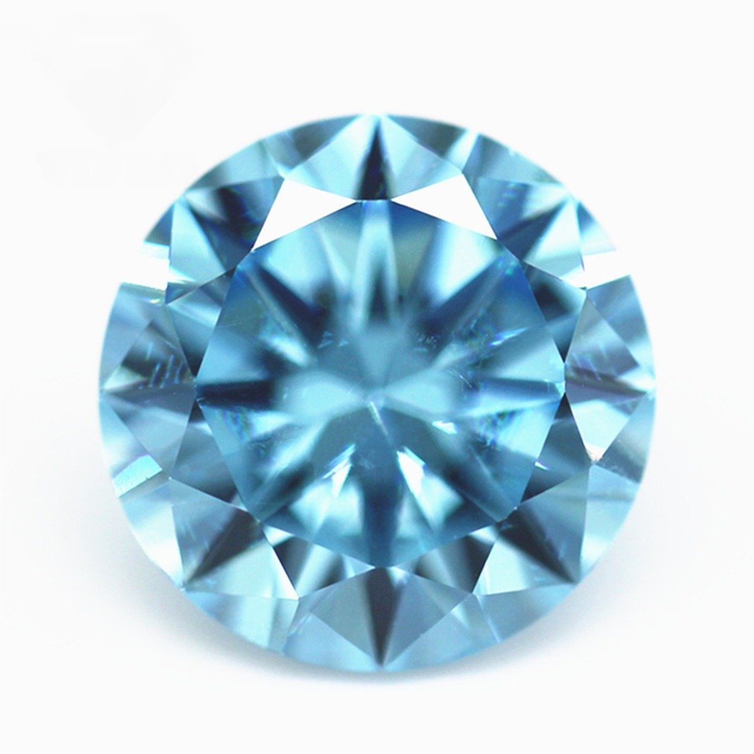 wuzhou gems factory 5a quality 0.8mm 12mm round faceted cut aquamarine cubic zirconia loose gems synthetic round shape cz stones