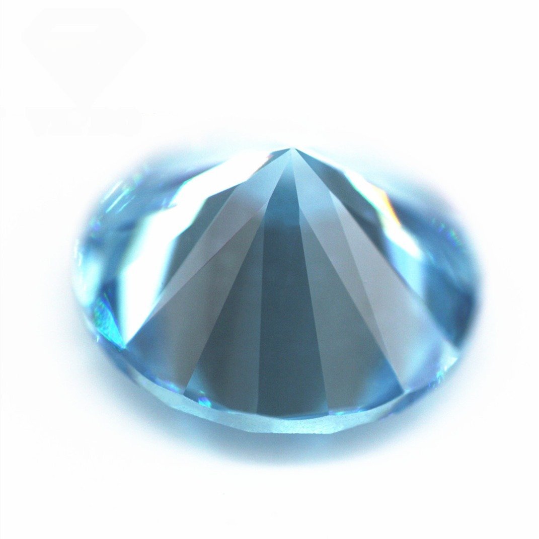 wuzhou gems factory 5a quality 0.8mm 12mm round faceted cut aquamarine cubic zirconia loose gems synthetic round shape cz stones