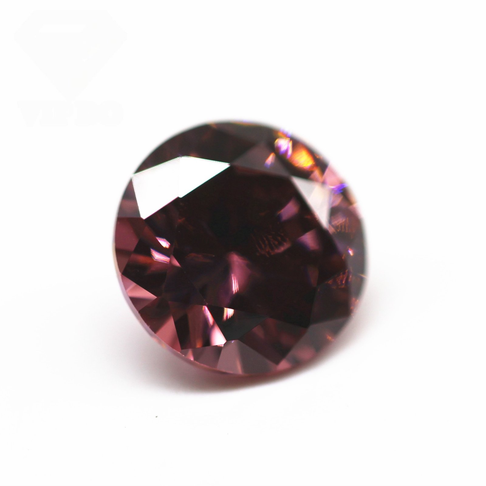 wuzhou cz 0.8mm 12mm round brilliant cut light rhodolite/rhodolite 5a quality 8 hearts 8 arrows cubic zirconia loose gemstones