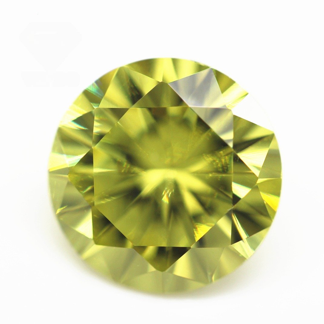 wuzhou gems wholesale 0.8mm 20mm round shape diamond cut olive cubic zirconia loose gemstones synthetic round cut cz stones