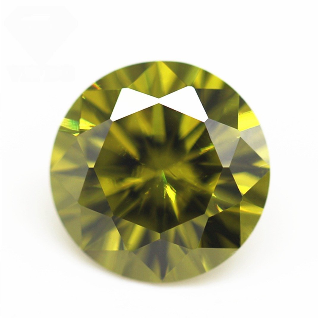 low price factory wholesale 5a quality 0.8mm 20mm round cut peridot/dark peridot cubic zirconia loose gems artificial cz stones