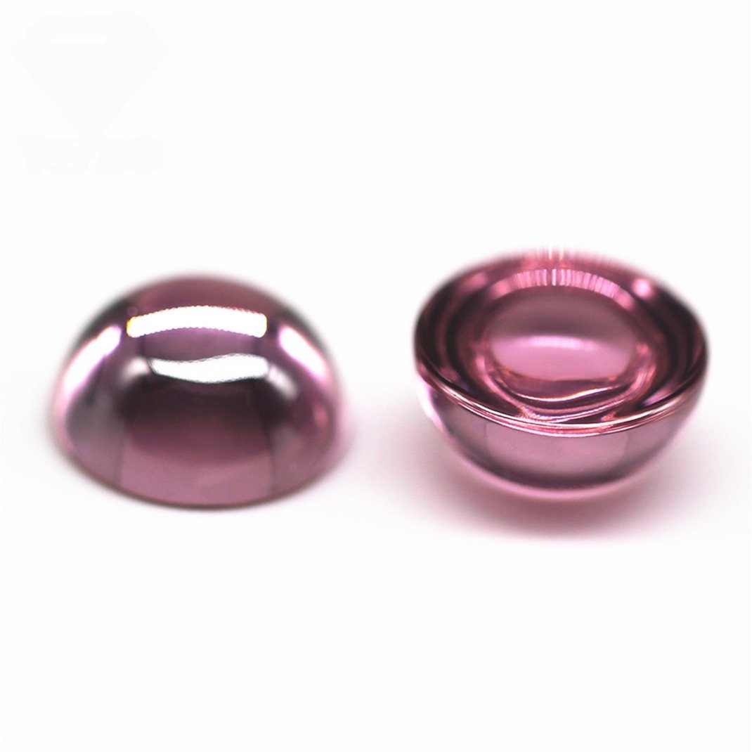 hot selling 3.0 12mm round flat back cabochon cut pink cubic zirconia loose gemstones synthetic round cabochon cut cz stones