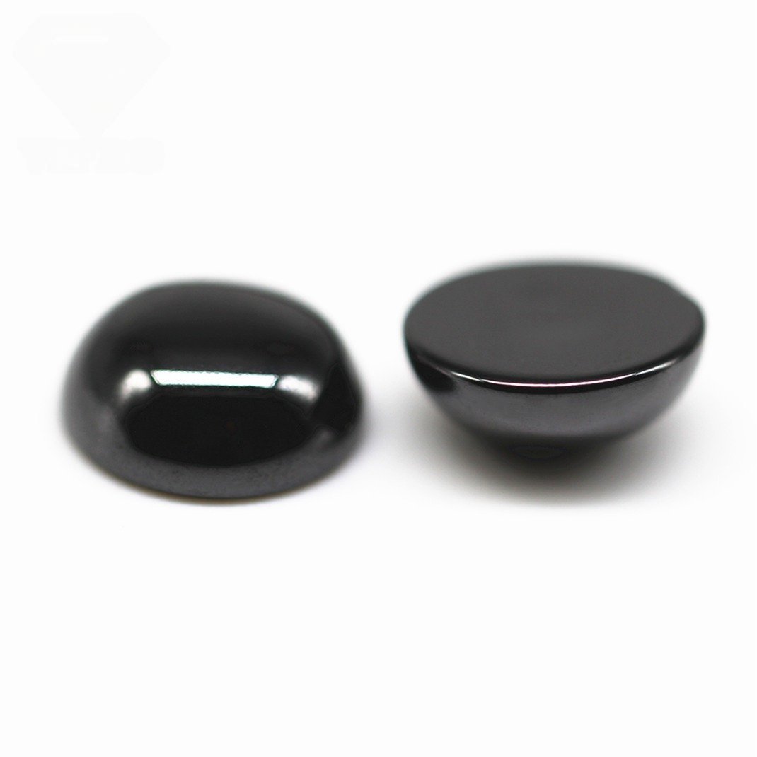 3a grade quality 3 12mm round shape flat back cabochon cut black cubic zirconia loose gems synthetic round cabochon cut cz stone