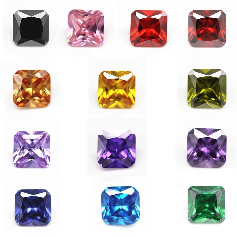 wuzhou cubic zirconia 3*3 12*12mm princess cut light rhodolite/rhodolite cubic zirconia gemstone synthetic square cz zircon gems
