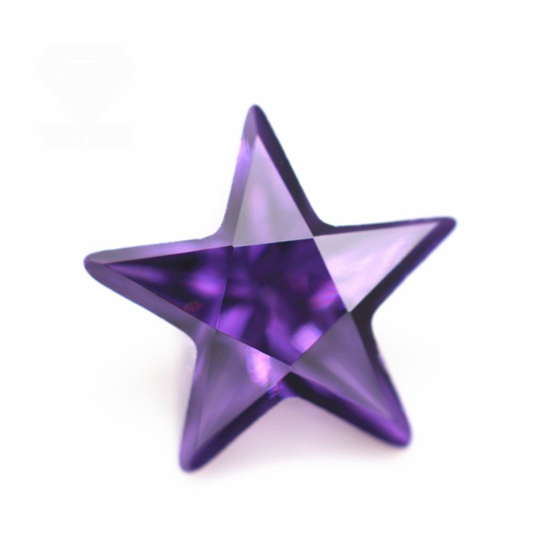 3*3mm 12*12mm amethyst/d amethyst five pointed star cut cubic zirconia loose gemstones synthetic faceted cut star shape cz stone