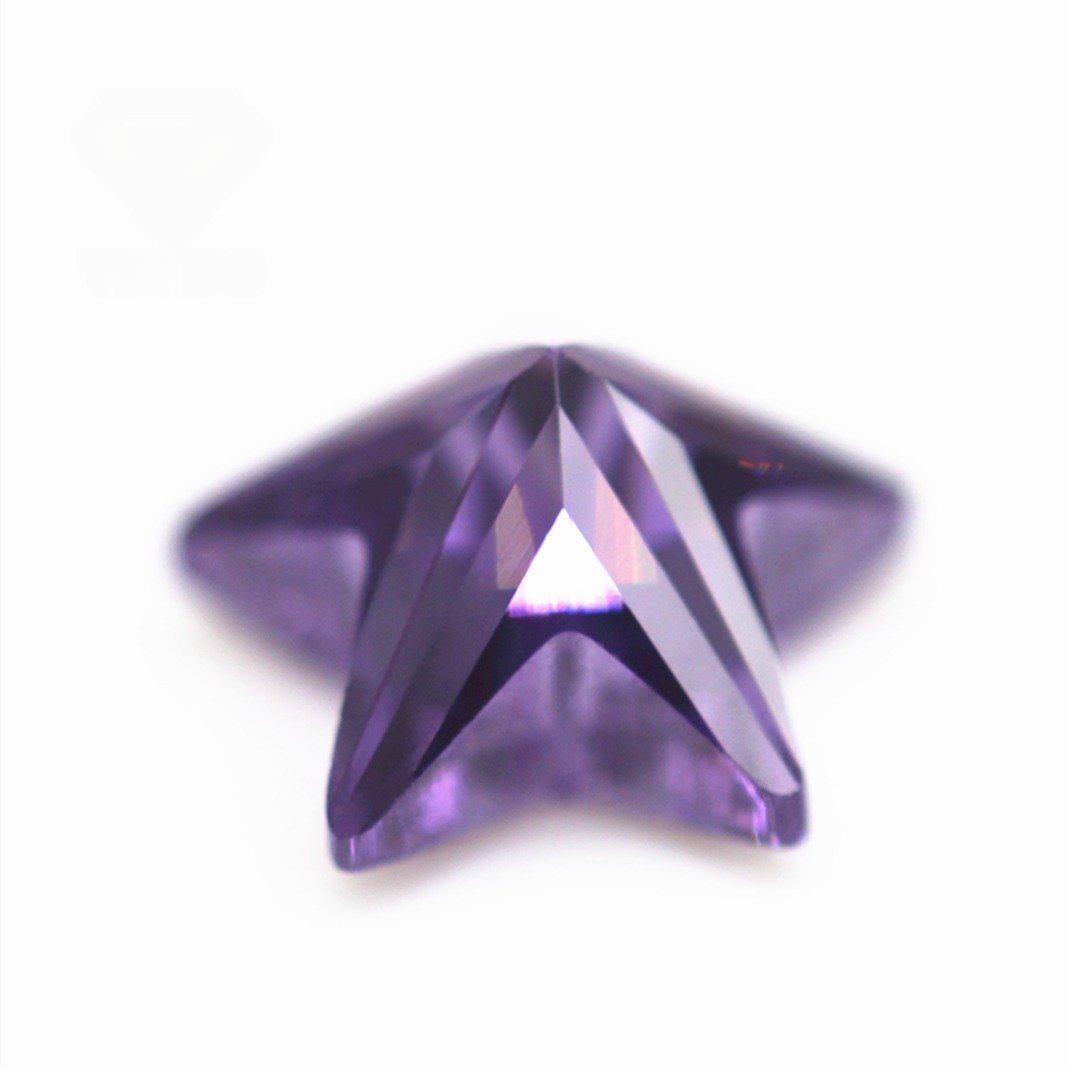 3*3mm 12*12mm amethyst/d amethyst five pointed star cut cubic zirconia loose gemstones synthetic faceted cut star shape cz stone