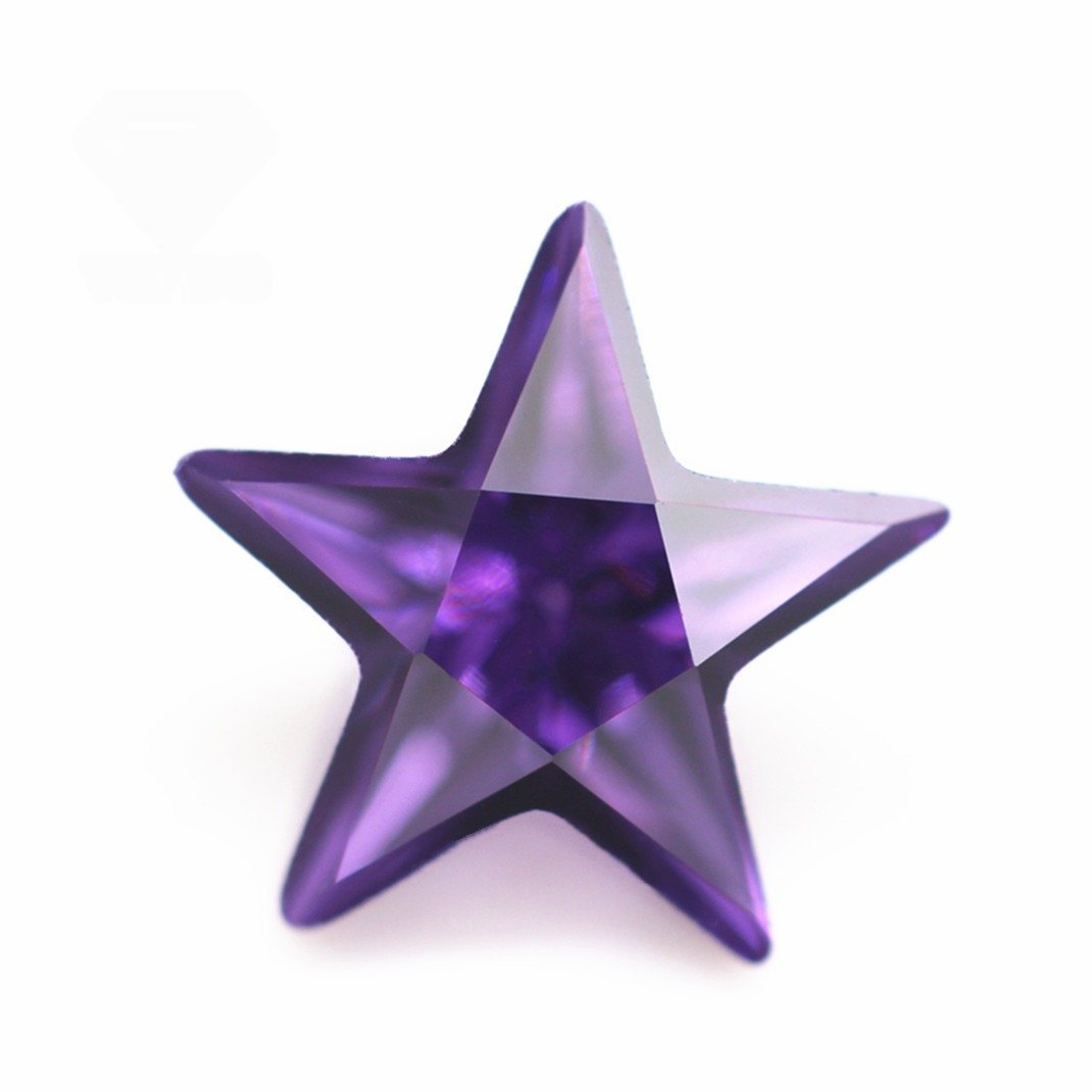 3*3mm 12*12mm amethyst/d amethyst five pointed star cut cubic zirconia loose gemstones synthetic faceted cut star shape cz stone