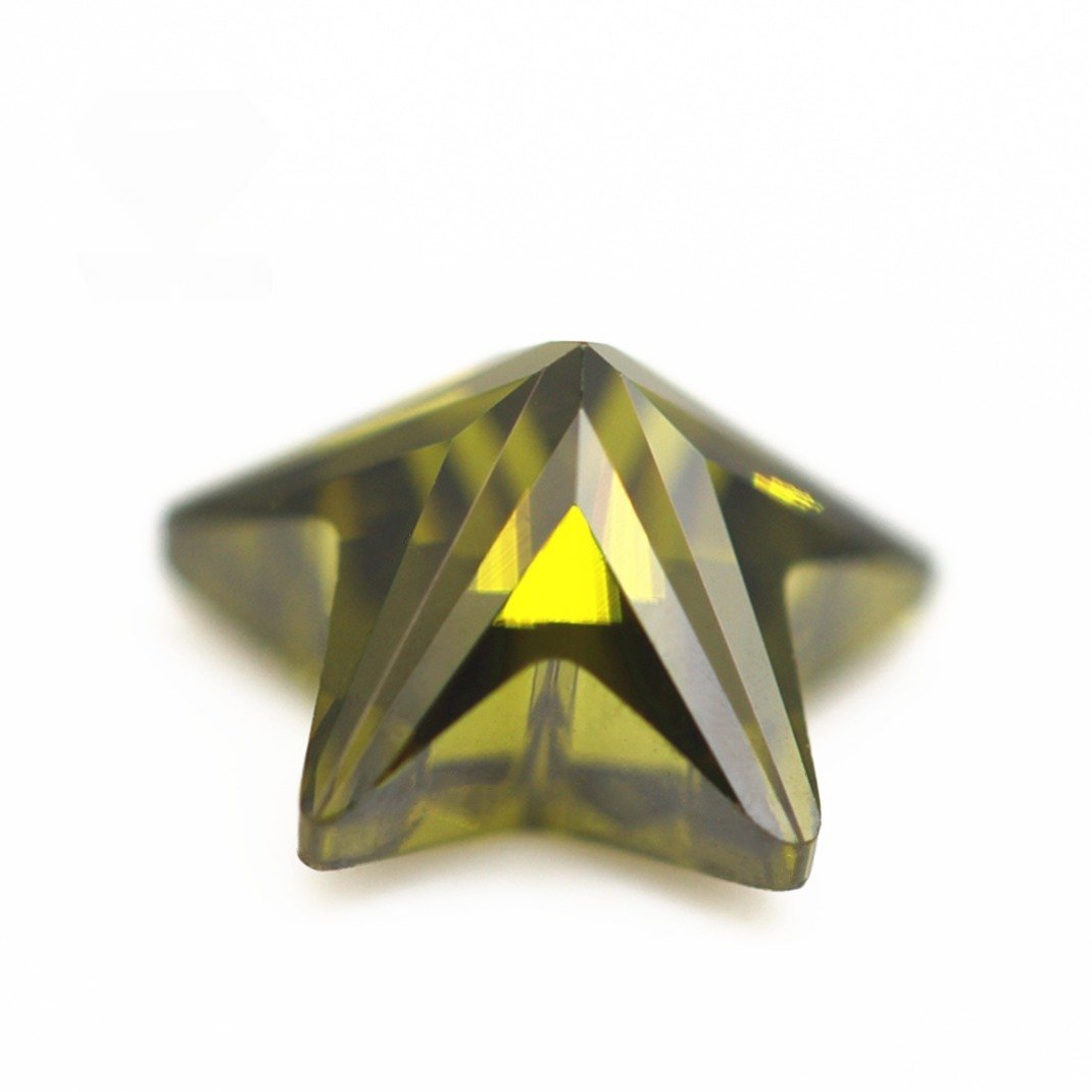 5a grade quality peridot/d peridot five pointed star cut cubic zirconia loose gemstones synthetic bright cut star shape cz stone