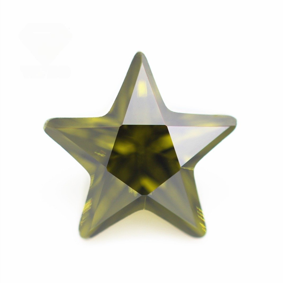 5a grade quality peridot/d peridot five pointed star cut cubic zirconia loose gemstones synthetic bright cut star shape cz stone