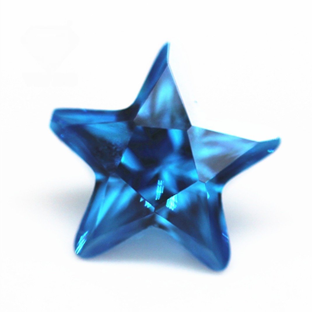 3*3mm 10*10mm aquamarine/aqua blue five star european machine cut cubic zirconia loose gemstones synthetic star shape cz stones