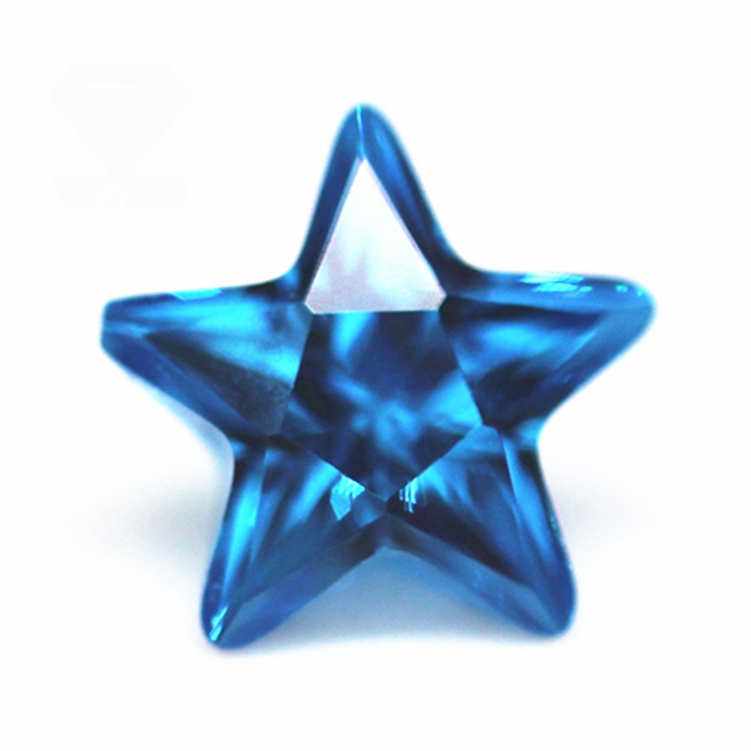 3*3mm 10*10mm aquamarine/aqua blue five star european machine cut cubic zirconia loose gemstones synthetic star shape cz stones
