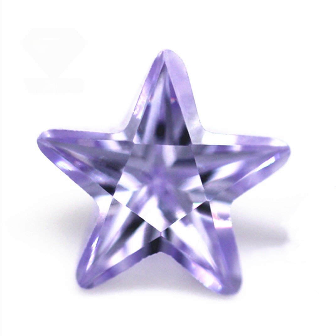 5a quality 3*3mm 12*12mm lavender five star fancy cut cubic zirconia loose gemstones synthetic machine cut star shape cz stones