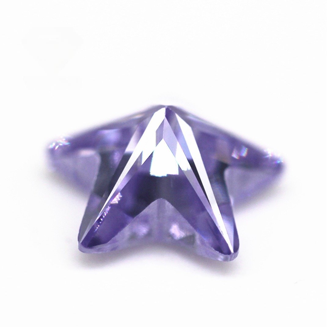 5a quality 3*3mm 12*12mm lavender five star fancy cut cubic zirconia loose gemstones synthetic machine cut star shape cz stones