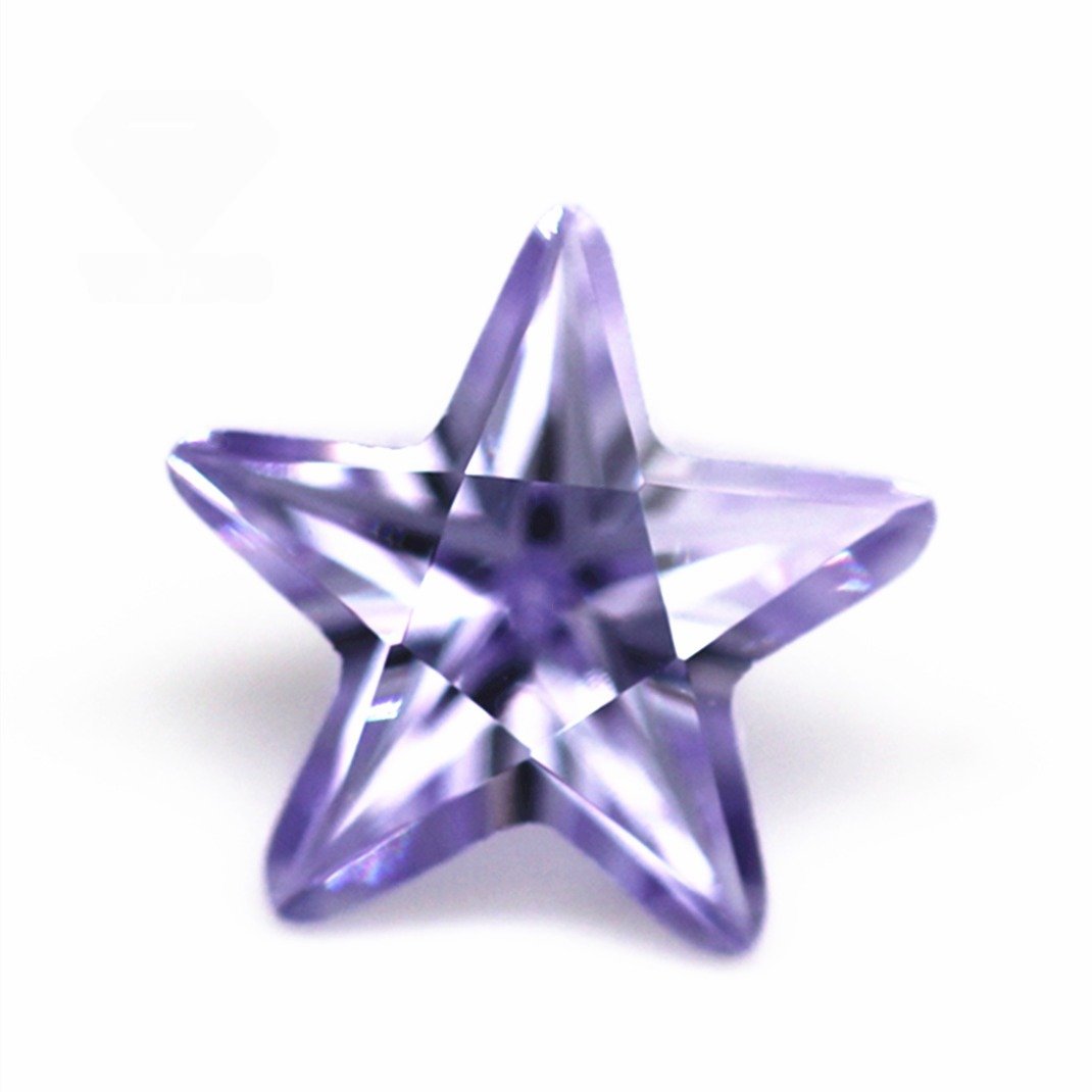5a quality 3*3mm 12*12mm lavender five star fancy cut cubic zirconia loose gemstones synthetic machine cut star shape cz stones