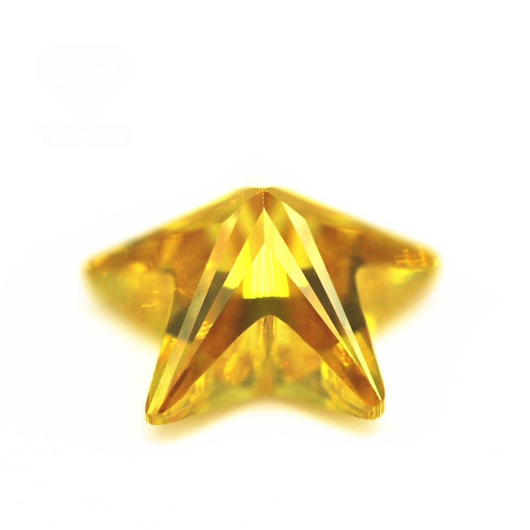 5a grade quality 3*3mm 12*12mm golden yellow five pointed star cut cubic zirconia loose gemstones synthetic star shape cz stones
