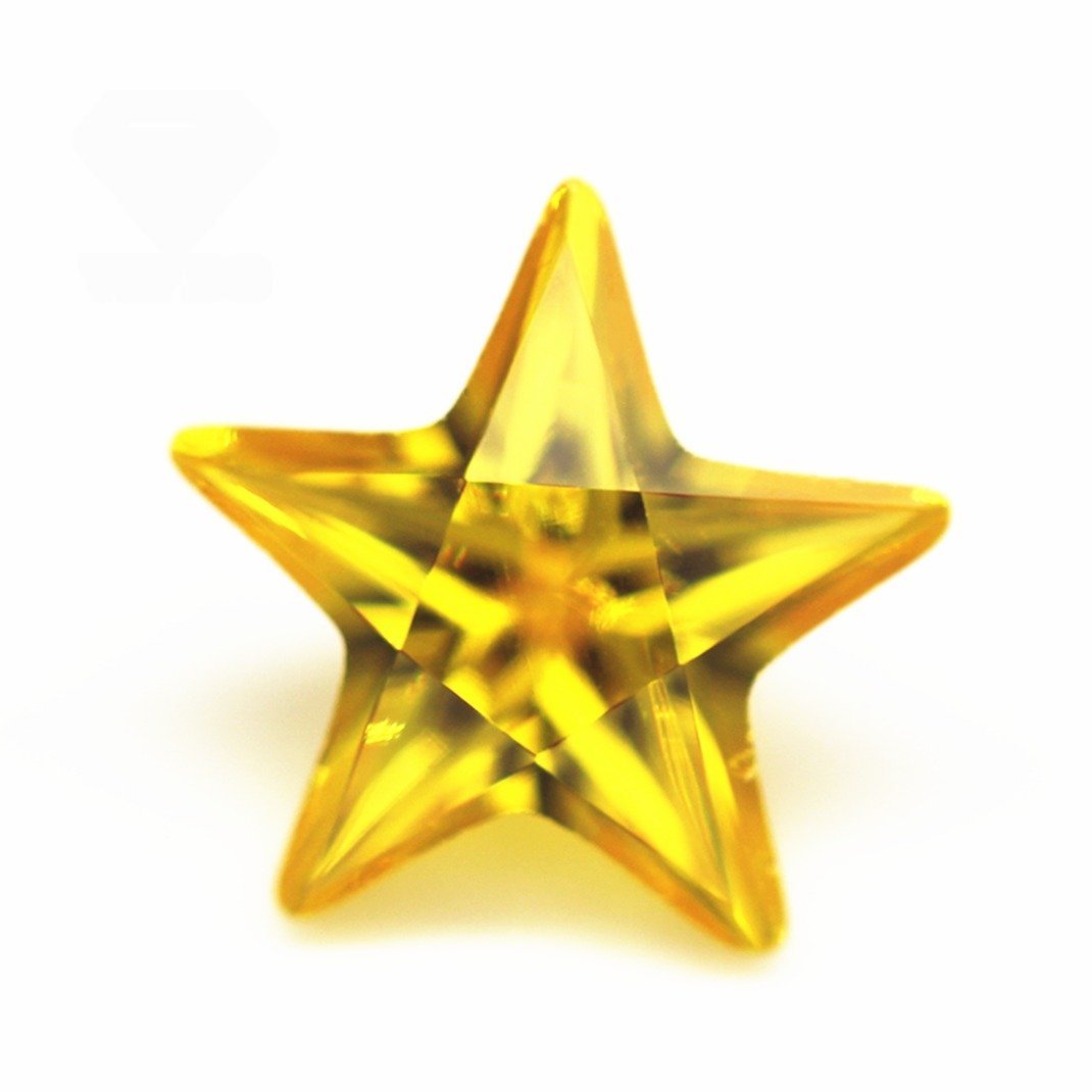 5a grade quality 3*3mm 12*12mm golden yellow five pointed star cut cubic zirconia loose gemstones synthetic star shape cz stones