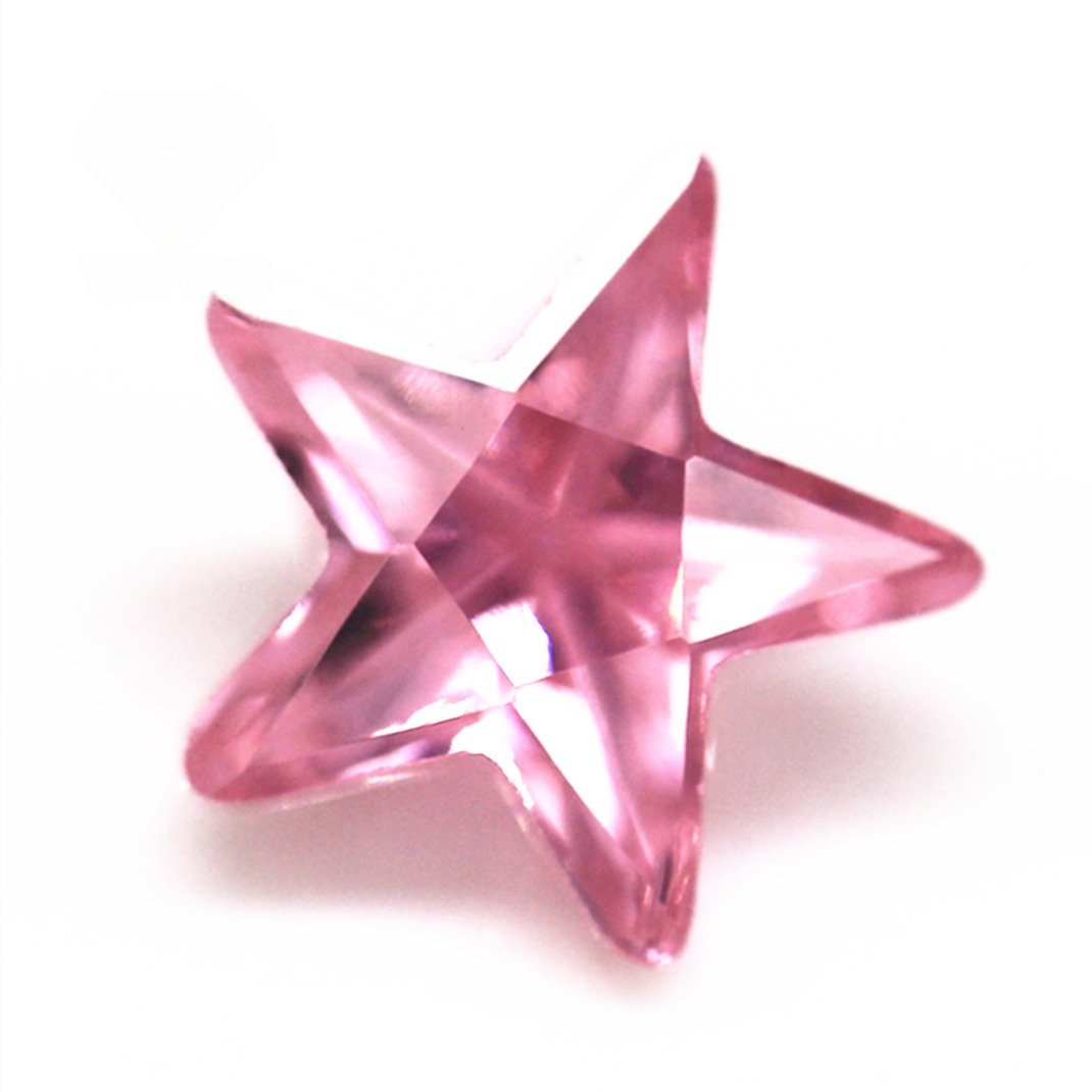 wuzhou cubic zirconia 3*3 12*12mm pink color five star machine cut cubic zirconia loose gemstones synthetic star shape cz stones
