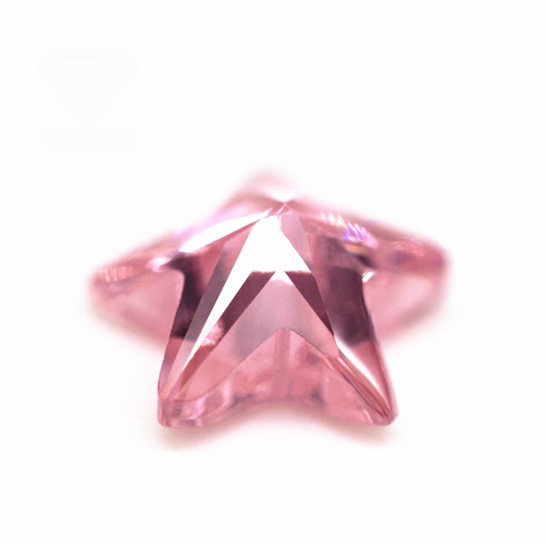 wuzhou cubic zirconia 3*3 12*12mm pink color five star machine cut cubic zirconia loose gemstones synthetic star shape cz stones