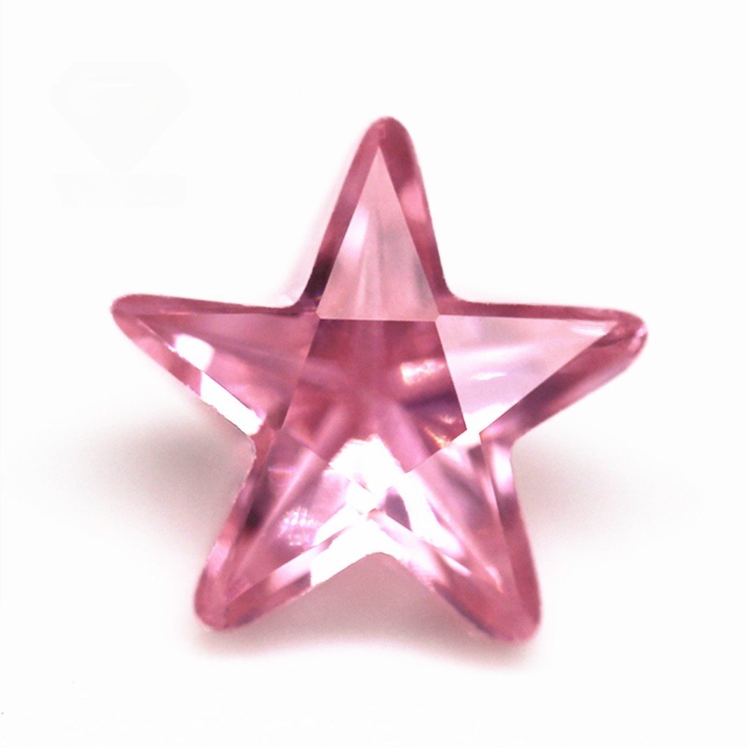 wuzhou cubic zirconia 3*3 12*12mm pink color five star machine cut cubic zirconia loose gemstones synthetic star shape cz stones