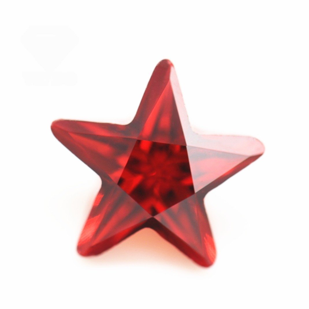 5a grade 3*3 12*12mm garnet/d garnet star shape cutting cubic zirconia loose gemstone synthetic five pointed star shape cz stone