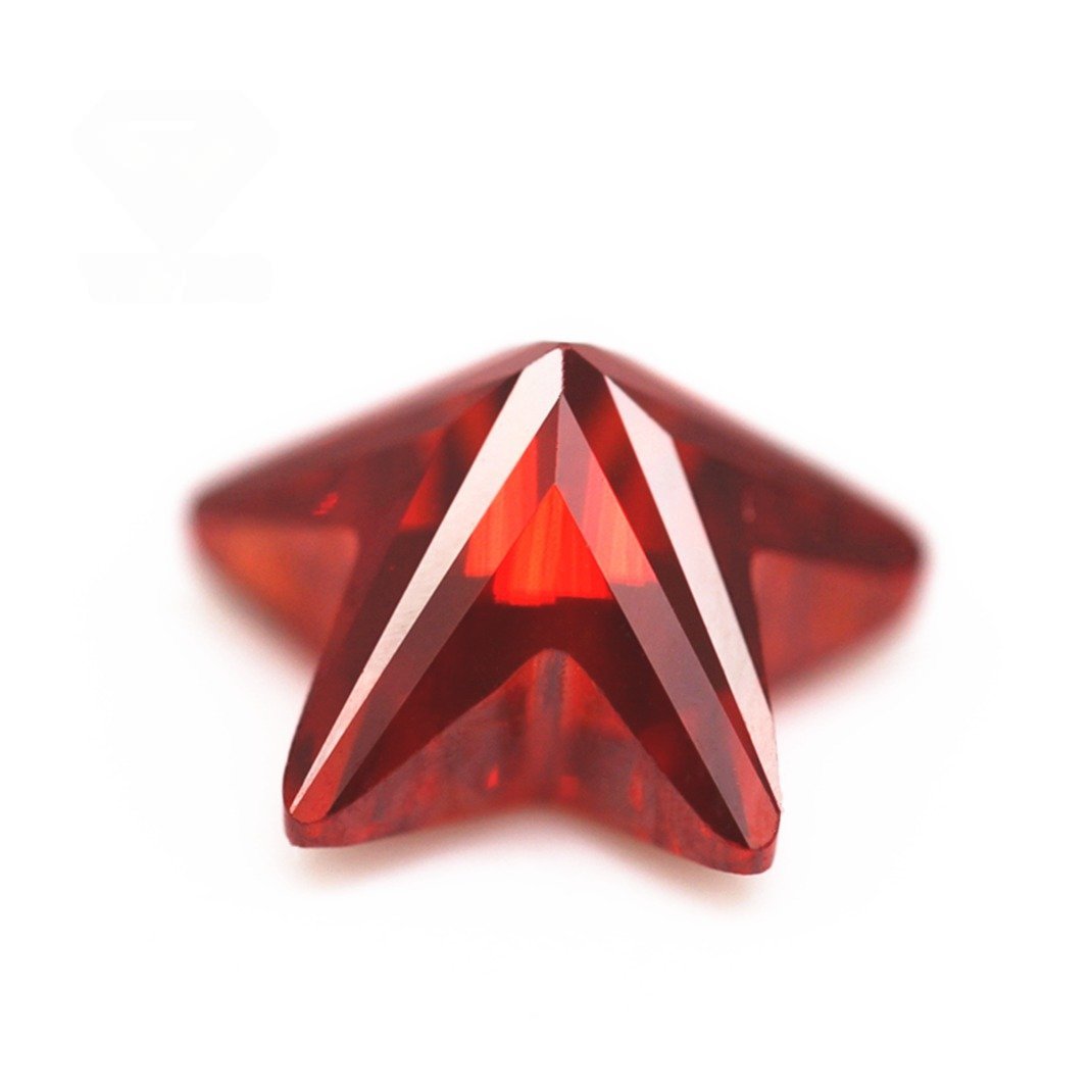 5a grade 3*3 12*12mm garnet/d garnet star shape cutting cubic zirconia loose gemstone synthetic five pointed star shape cz stone