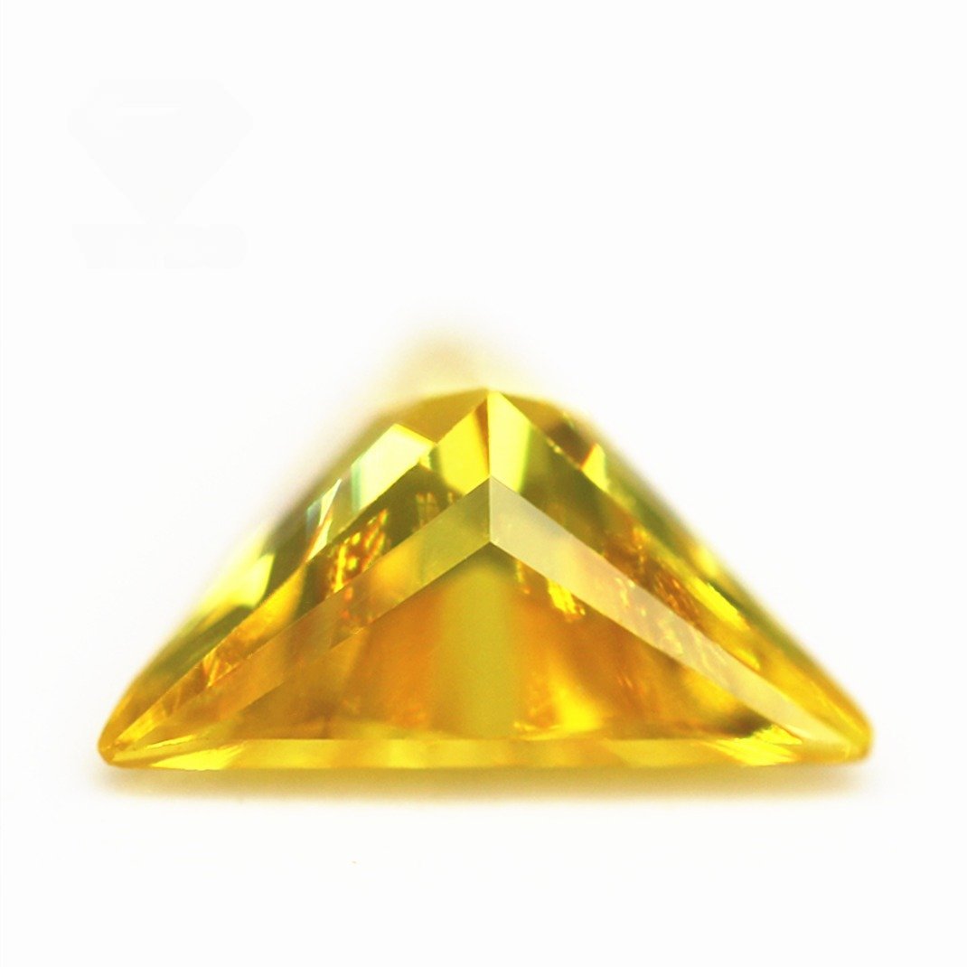 wuzhou cubic zirconia 3*3 12*12mm golden yellow triangle diamond cut cubic zirconia loose gems synthetic triangle shape cz stone