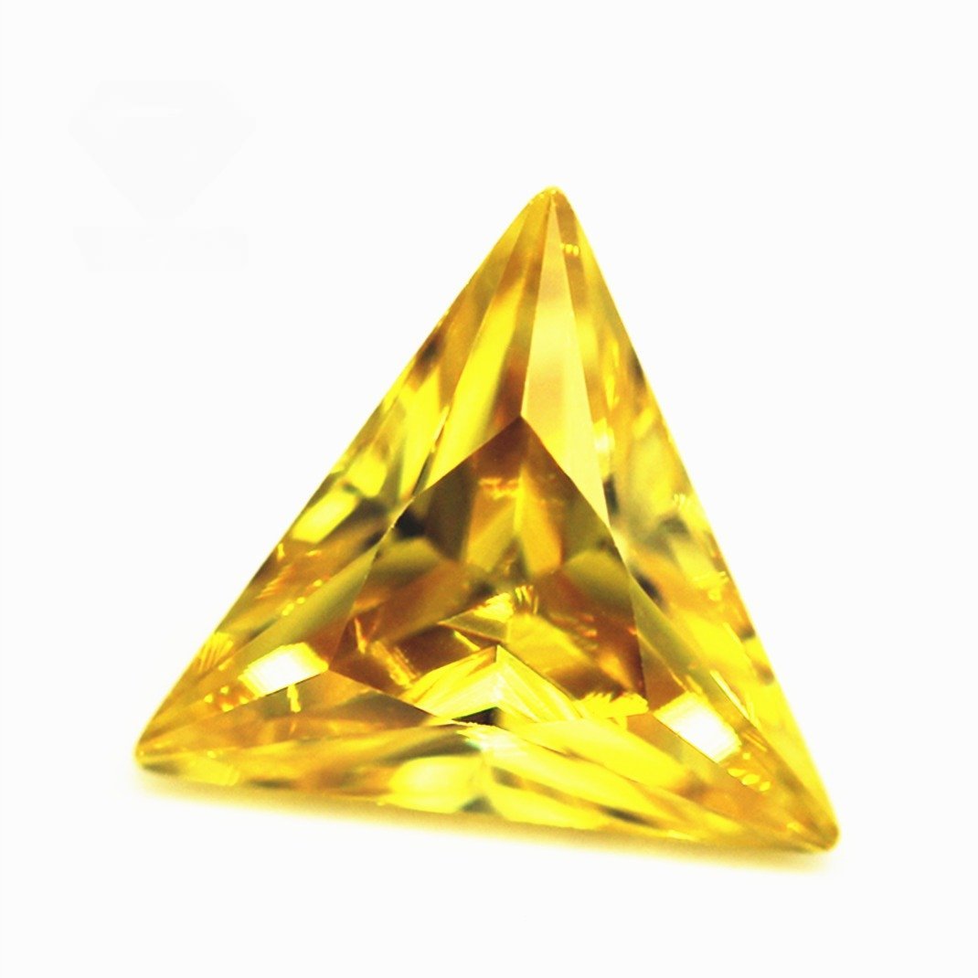 wuzhou cubic zirconia 3*3 12*12mm golden yellow triangle diamond cut cubic zirconia loose gems synthetic triangle shape cz stone