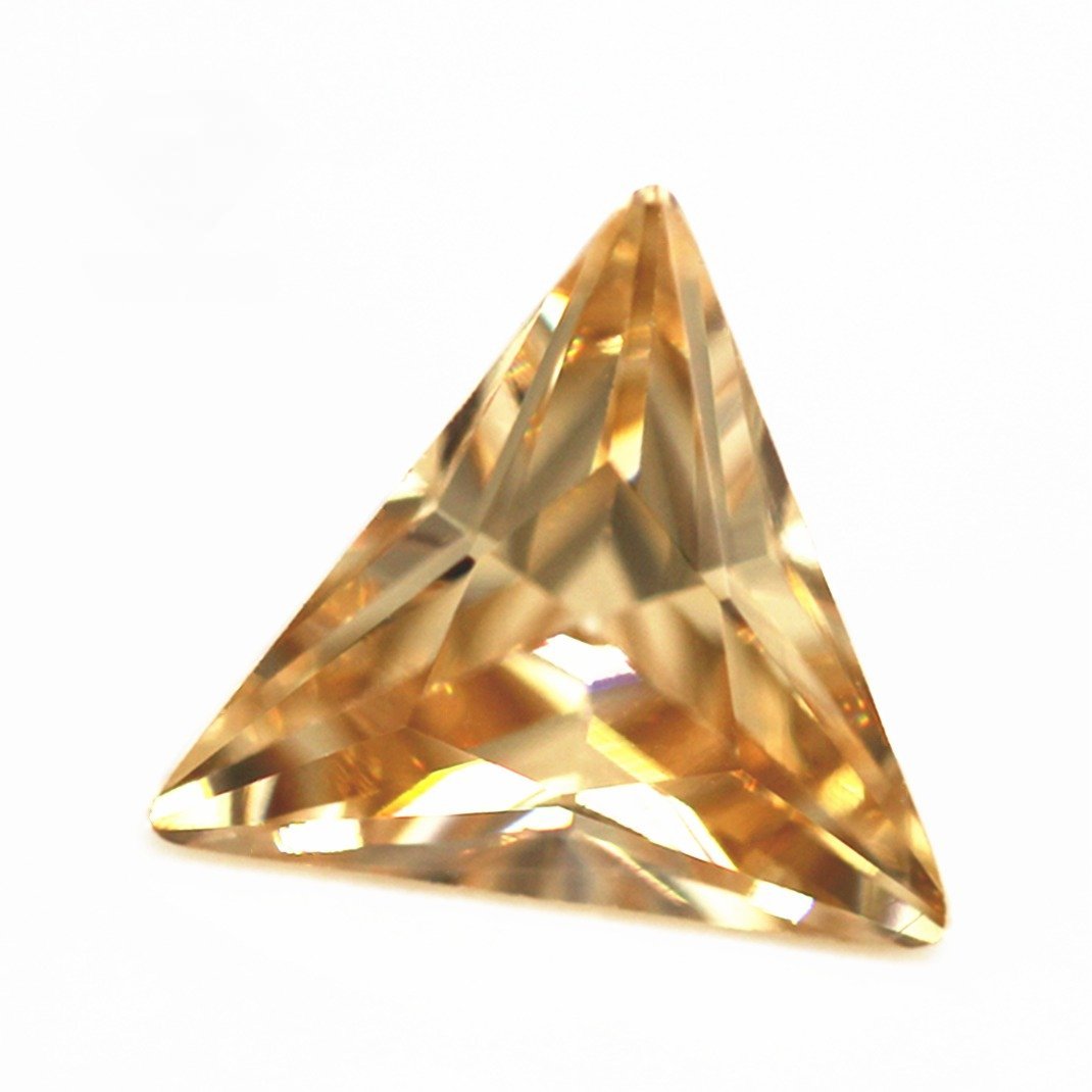 3*3mm 12*12mm champagne/d champagne triangle cut cubic zirconia loose gemstones synthetic machine cut triangle shape cz stones