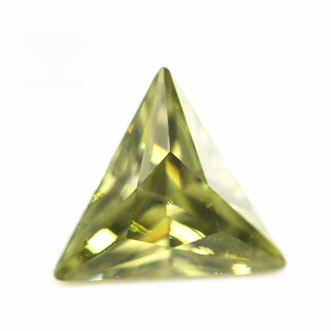3*3mm 12*12mm peridot/dark peridot triangle machine cut cubic zirconia loose gemstones synthetic triangle shape cz zircon stones