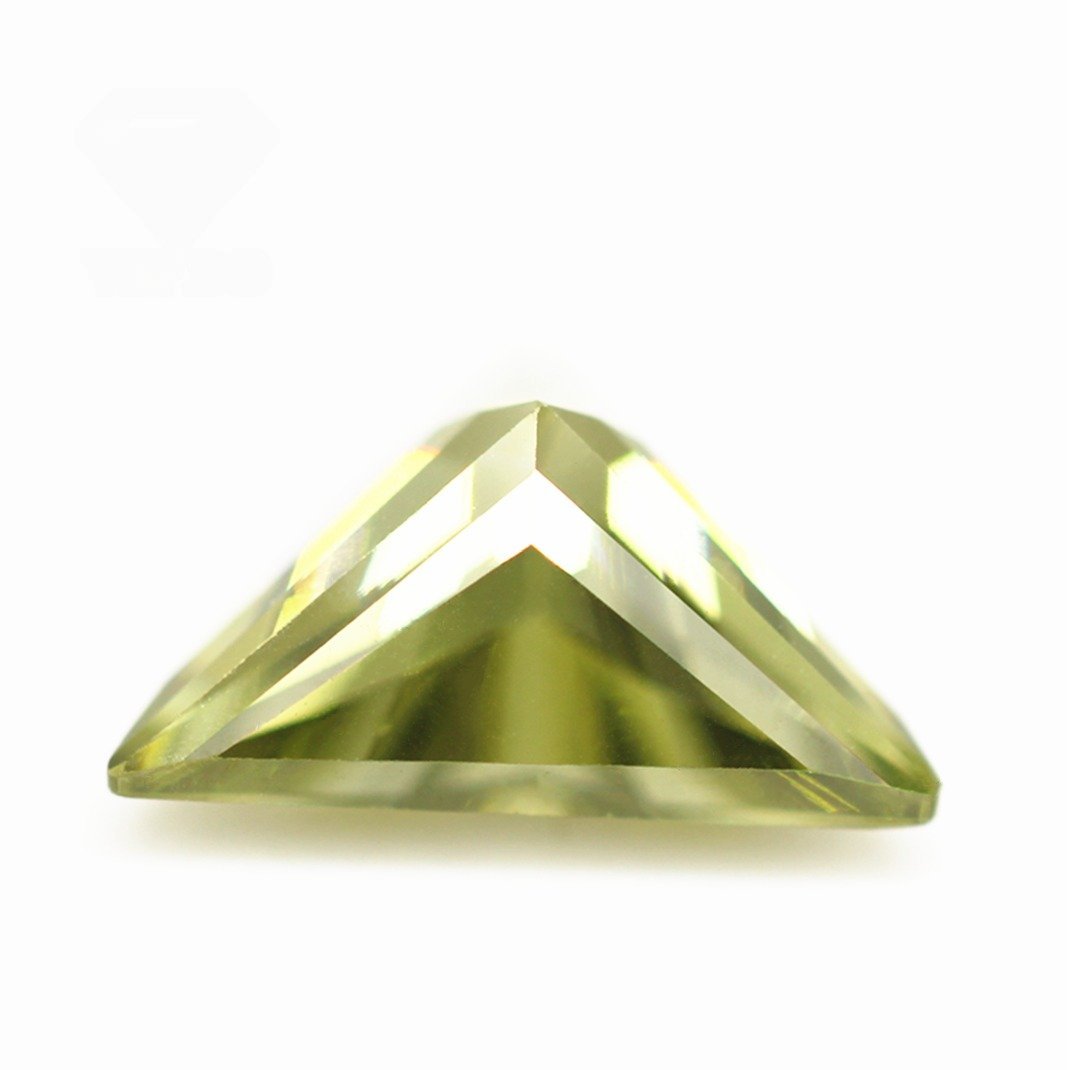 3*3mm 12*12mm peridot/dark peridot triangle machine cut cubic zirconia loose gemstones synthetic triangle shape cz zircon stones