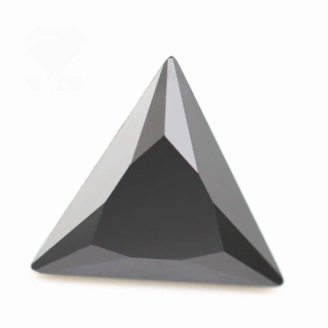 hot selling 3*3mm 12*12mm black color machine cut triangle cut cubic zirconia loose gemstones synthetic triangle shape cz stones