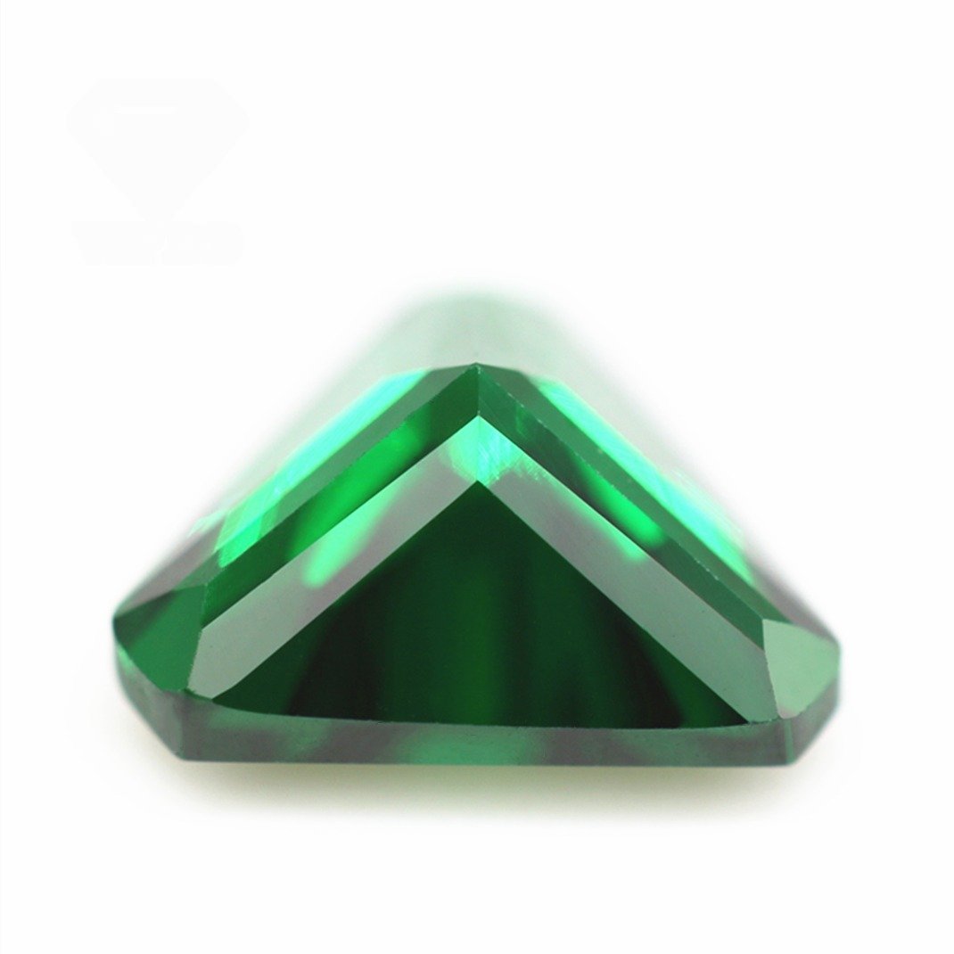 triangle cut corner light green/emerald green cubic zirconia loose gemstone synthetic machine cut triangle shape corner cz stone