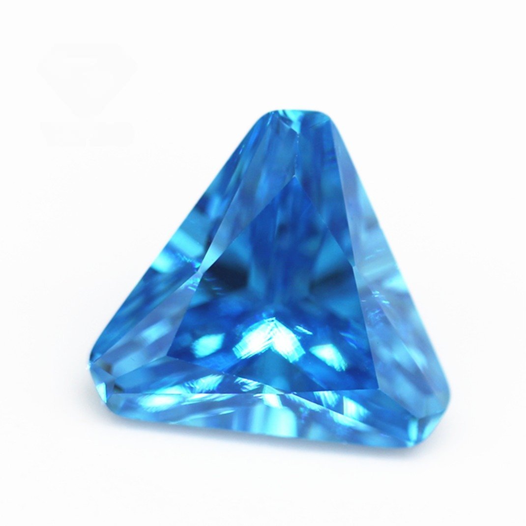 triangle cut corner aqua blue/blue topaz cubic zirconia loose gemstones synthetic faceted cut triangle corner shape cz stones